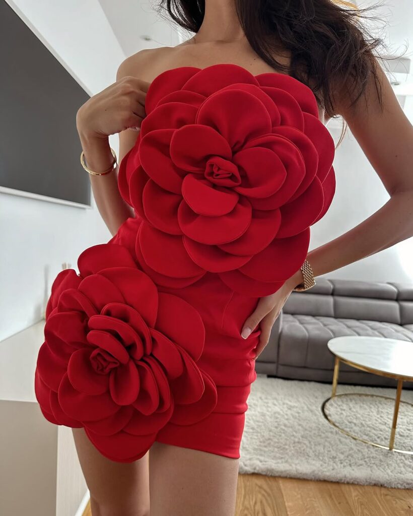 red flower dress