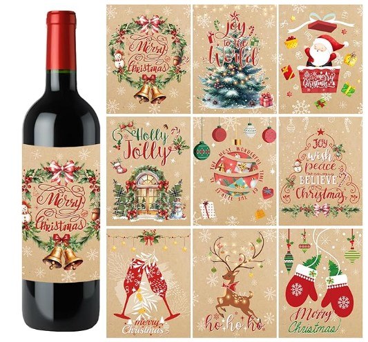 christmas wine bottle labels