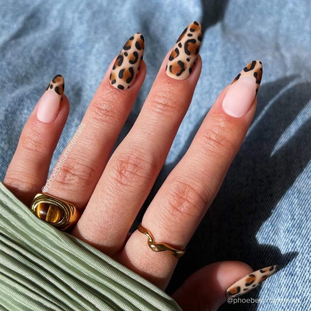 Tiger Frenchie Valentine's Day nail designs