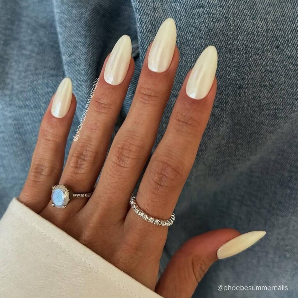 Classy White Pearly Mani