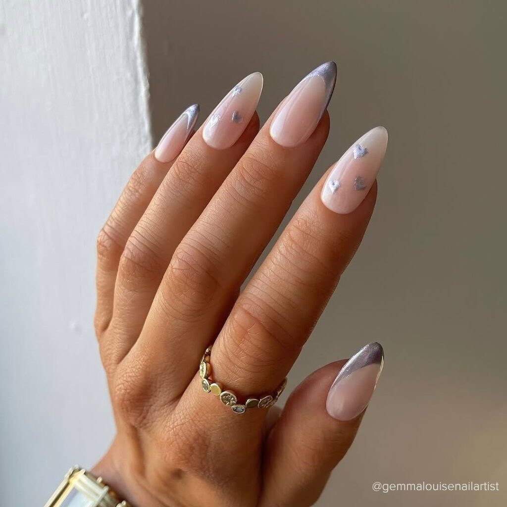 Pearly Grey French and Hearts