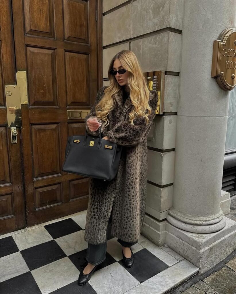 Tiger Print Fur + Jeans + Flats