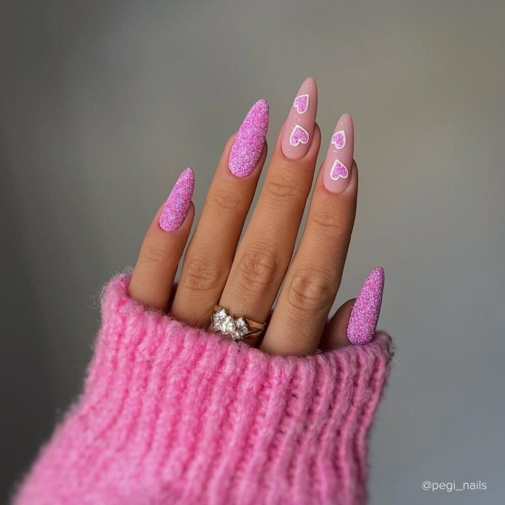 Glittery Pink Candy Looking Nails