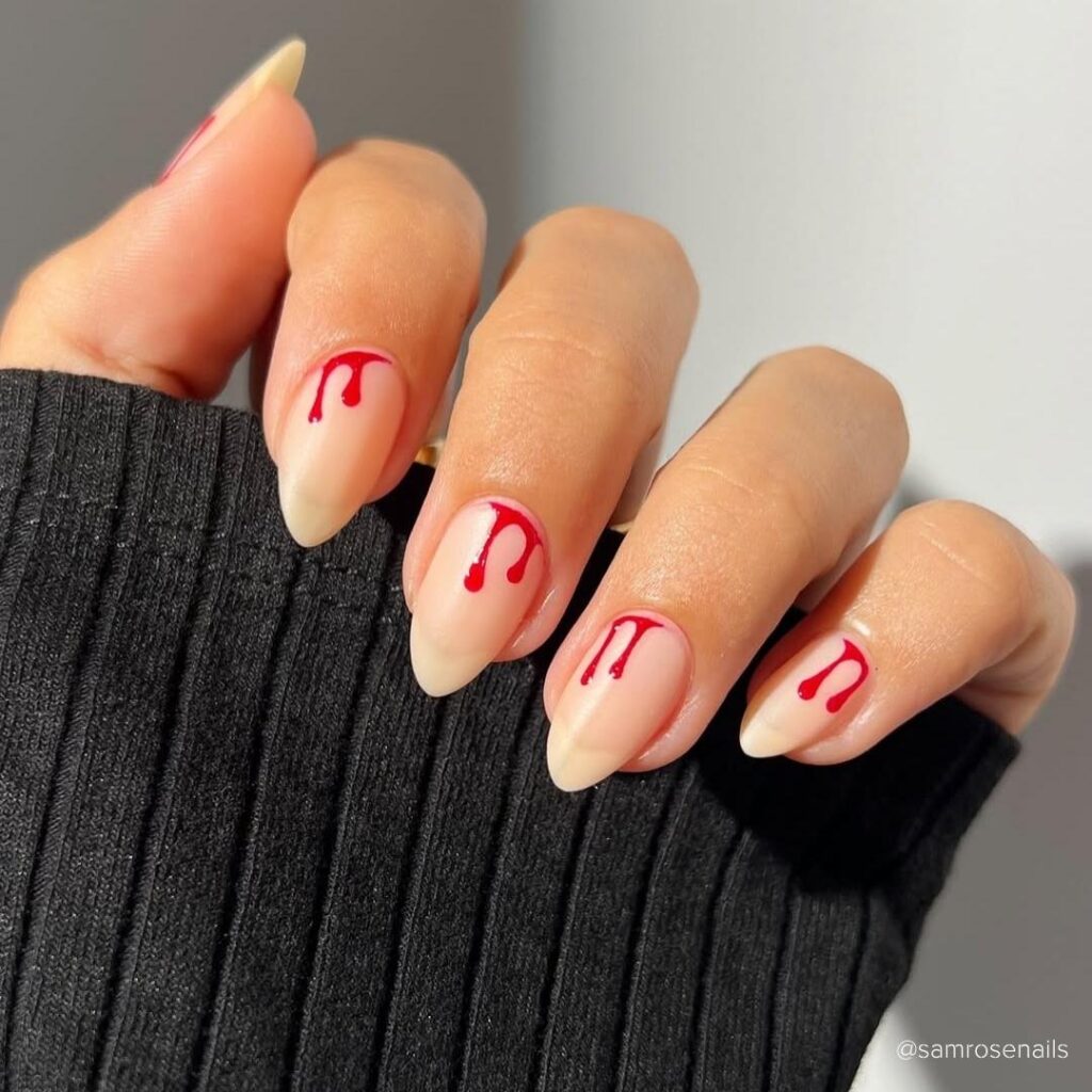 Red Bloody Nude Nails