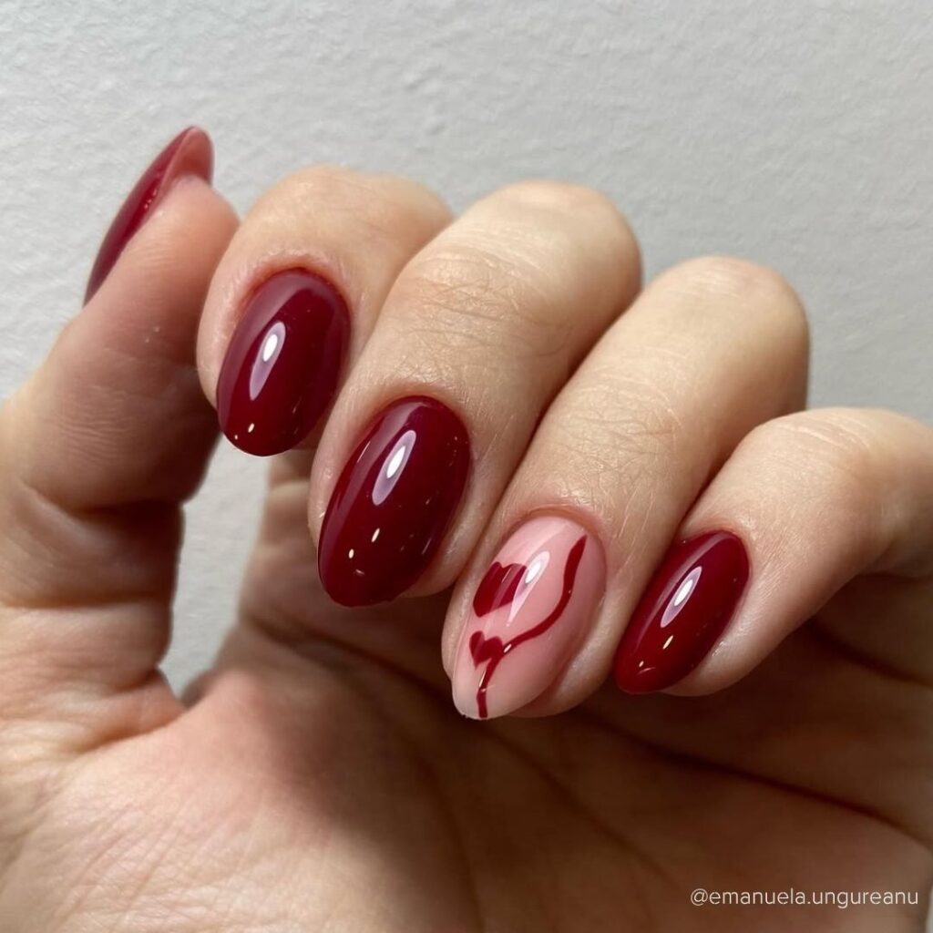 Classy Bloody Nails with Hearts Details