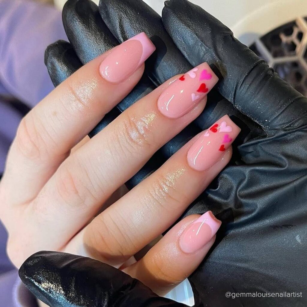 French Tips and Pink Hearts