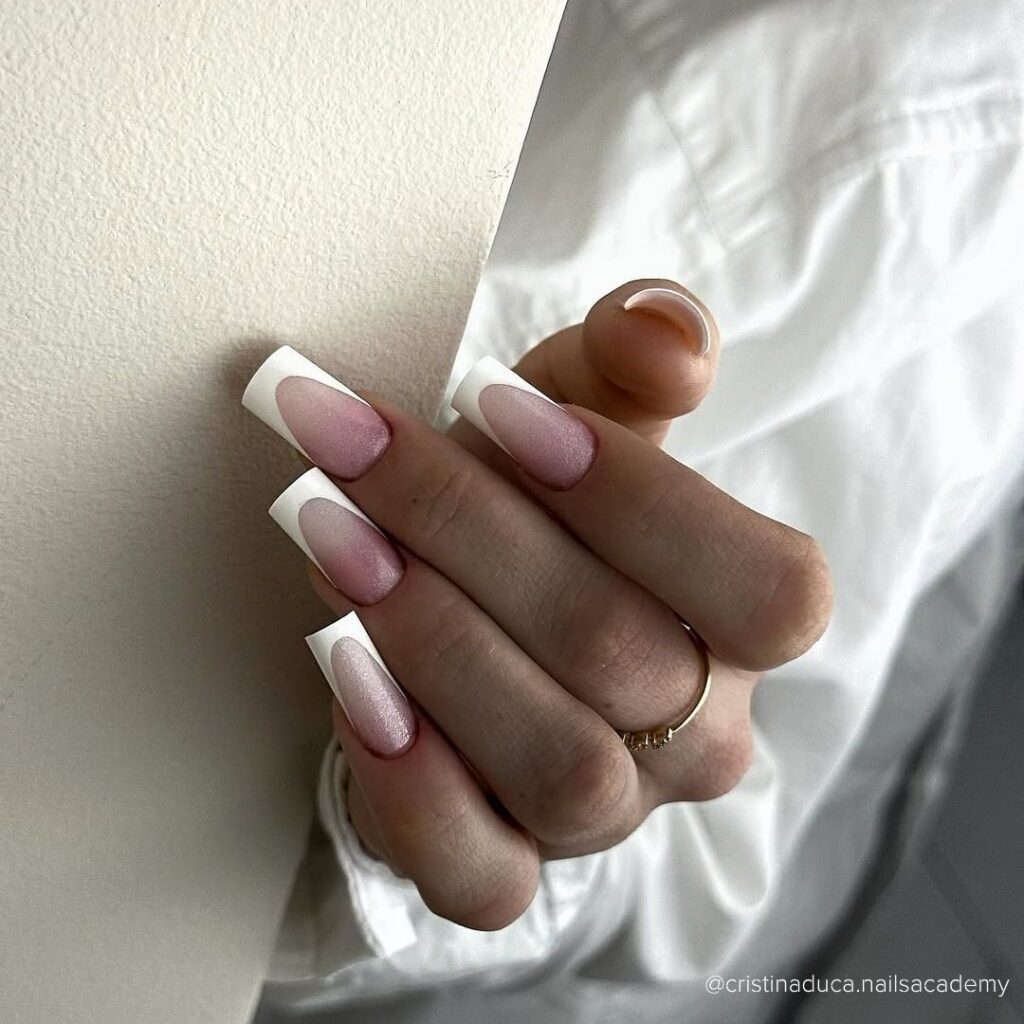 French Nails with Shades of Pink