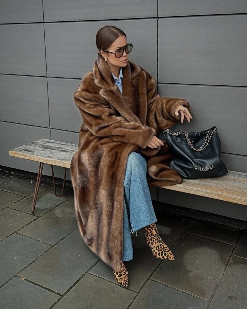 Brown and Long + Jeans + Ankle Boots