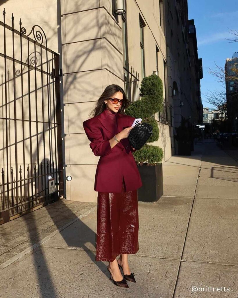 Mix and Match Burgundy Textures for a Sexy but Elegant Valentine's Day Outfit